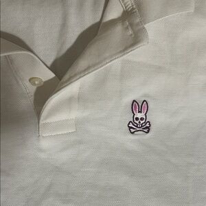 Psycho Bunny Women's White Polo with Pink-Accent Bunny Skull Logo
